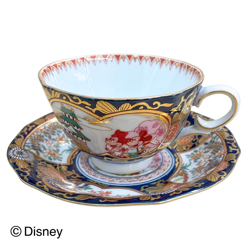 受注商品】有田焼 古伊万里様式 金彩紅茶碗皿-ミッキー＆ミニー-【お