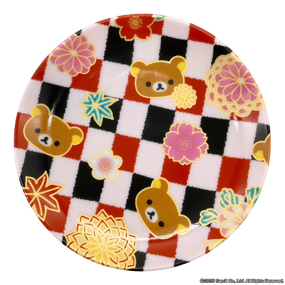 【受注商品】リラックマ 九谷焼小皿　［格子］【お届けは12月上旬より順次】
