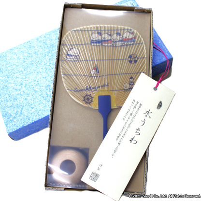 【受注商品】美濃和紙　涼風水うちわ　-すみっコぐらしマリンボーダー-【お届けは10月上旬より順次】