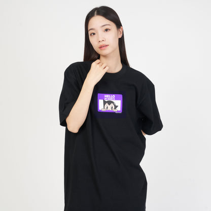 ＜ARC＞HELLO MY NAME IS（ATOM）Tシャツ　BLACK×PURPLE