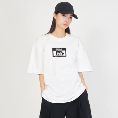 ＜ARC＞HELLO MY NAME IS（ATOM）Tシャツ　WHITE×BLACK