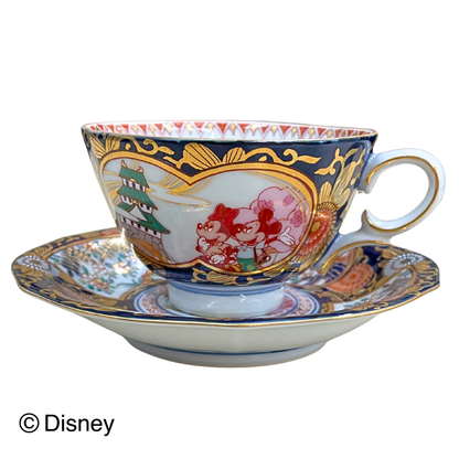 【受注商品】有田焼 古伊万里様式 金彩紅茶碗皿-ミッキー＆ミニー-【お届けは12月下旬より順次】